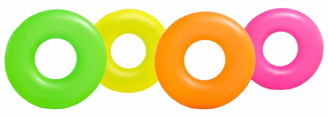 Intex Combi Set Pocket Luchtbed 188x71cm + Zwemband 91cm - Neon Frost - Zilver