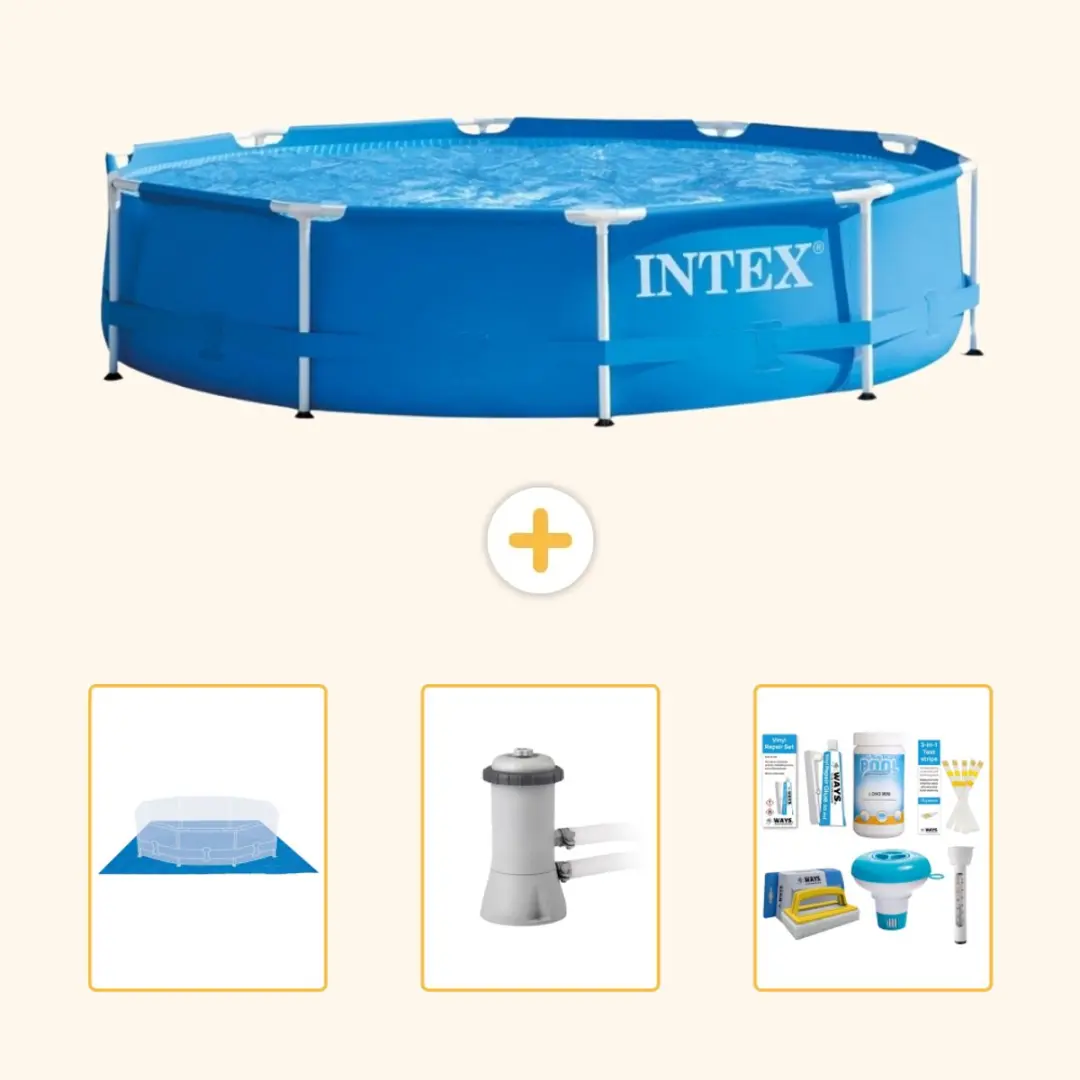 Intex 28210NP-Blauw Rond Frame Zwembad 366x76cm