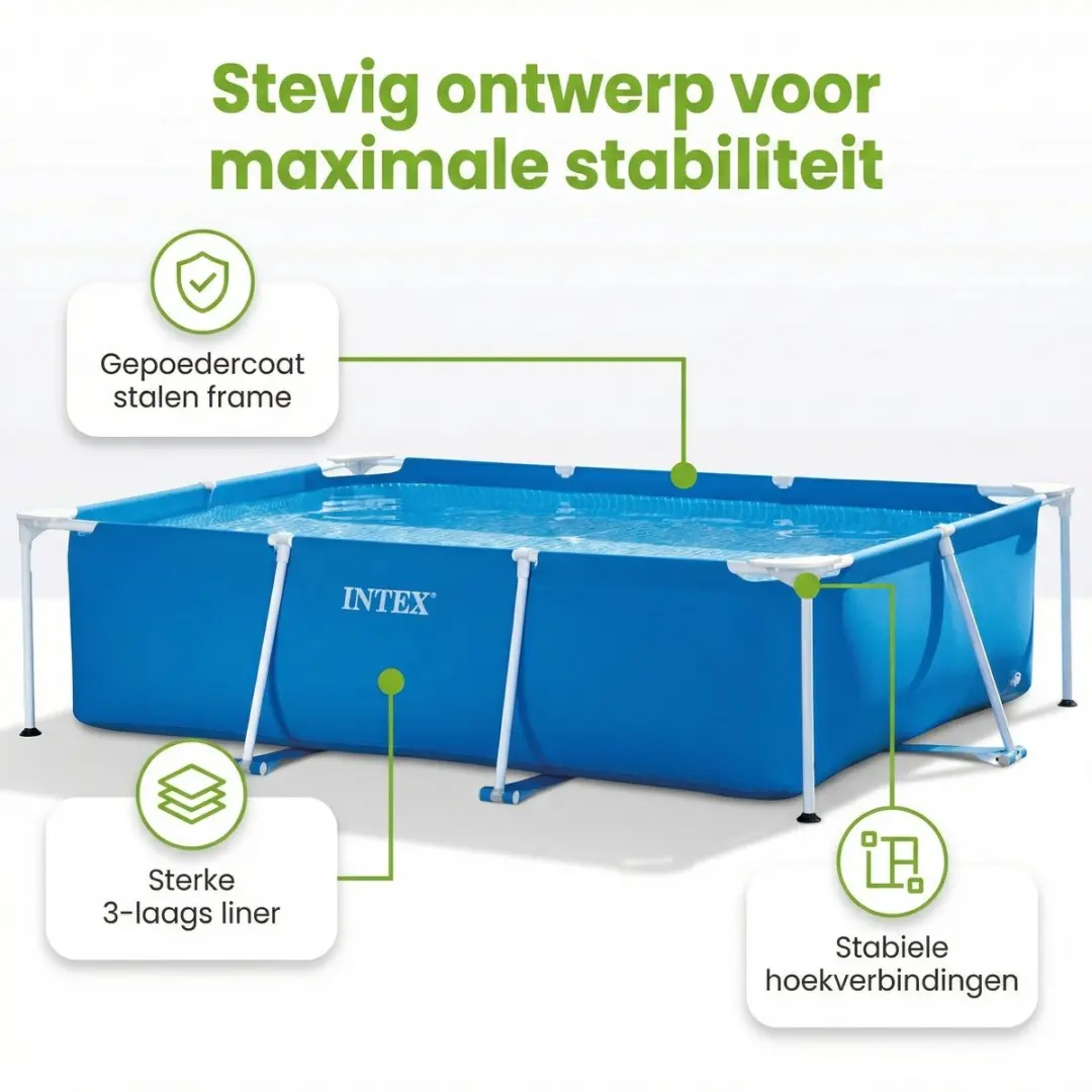 Intex Rechthoekig Frame Zwembad 220x150x60cm Blauw - 6-delig