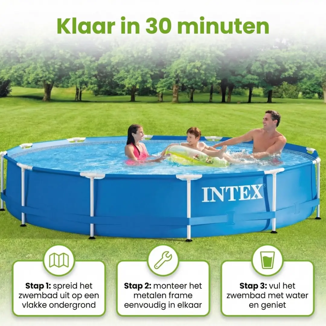 Intex 28210NP-Blauw Rond Frame Zwembad 366x76cm - Blauw
