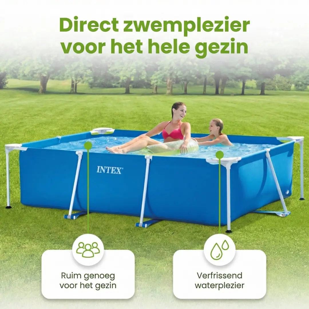 Intex Rechthoekig Frame Zwembad 220x150x60cm Blauw - 6-delig