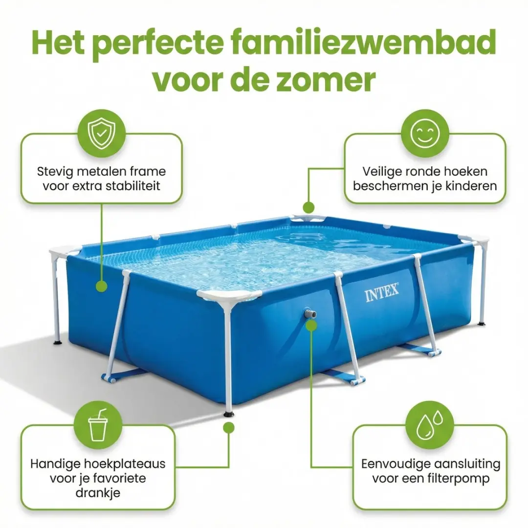 Intex Rechthoekig Frame Zwembad 450x220x84cm - Blauw