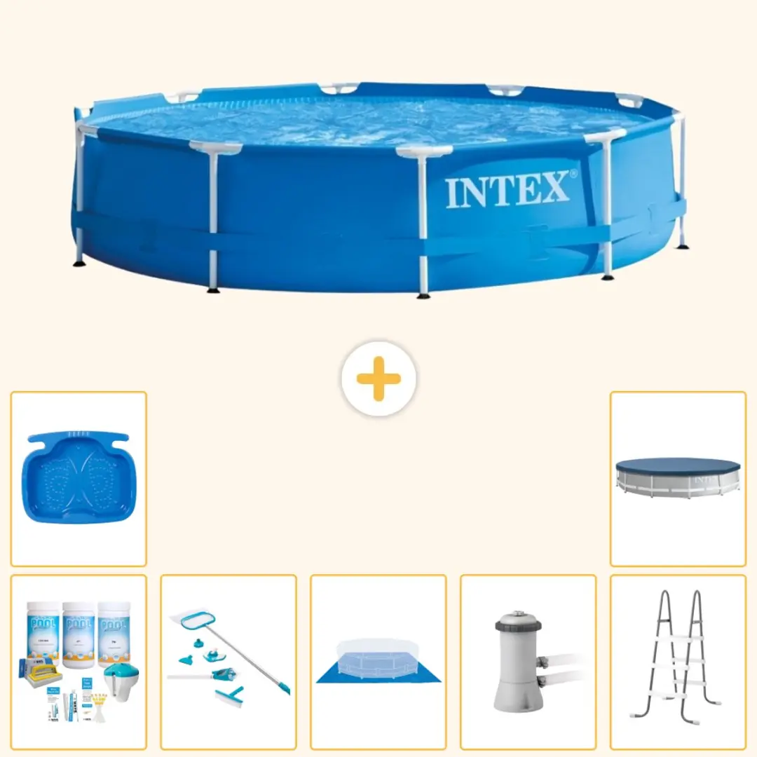 Intex 28210NP-Blauw Rond Frame Zwembad 366x76cm