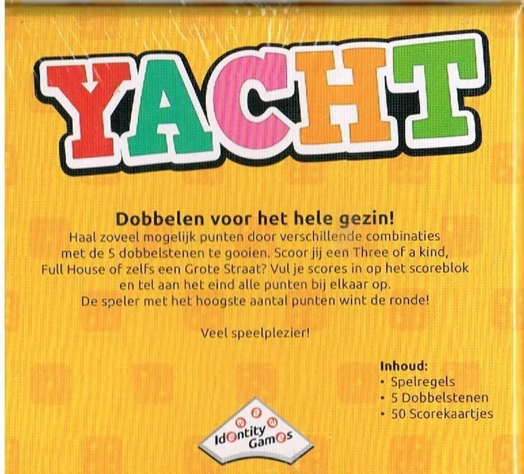 Identity Games Yacht! Dobbelen - 2-3 Spelers - 30 Min
