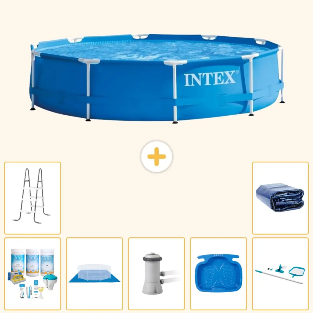 Intex 28210NP-Blauw Rond Frame Zwembad 366x76cm