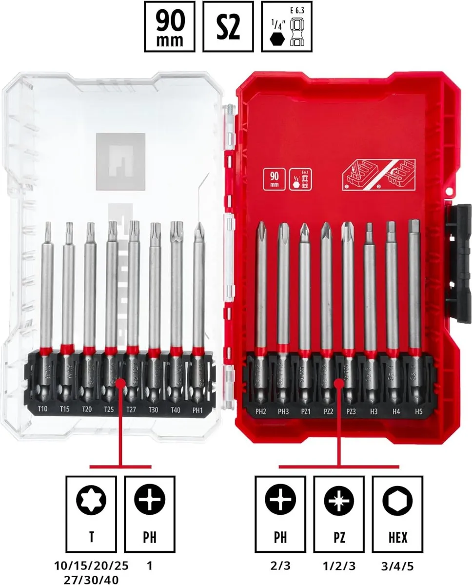 Einhell Bitset 16-delig Metaal - T10/T15/T20/T25/T27/T30/T40/PH1/PH2/PH3/PH4