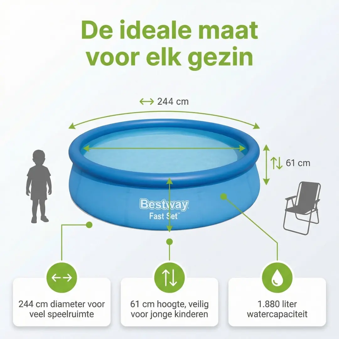 Bestway Fast Set Zwembad 244x61cm - Blauw - 1880L