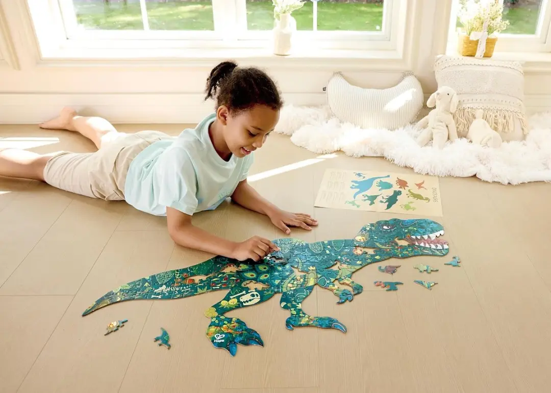 Hape Dinosaurus Shimmer Vloerpuzzel T-Rex E1667 - 200 Stukjes - Meerkleurig