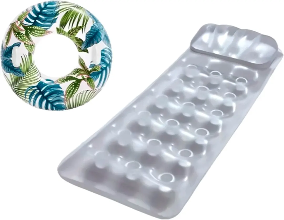 Intex Zilver Luchtbed 188x71cm + Tropical 97cm Drijfstoel