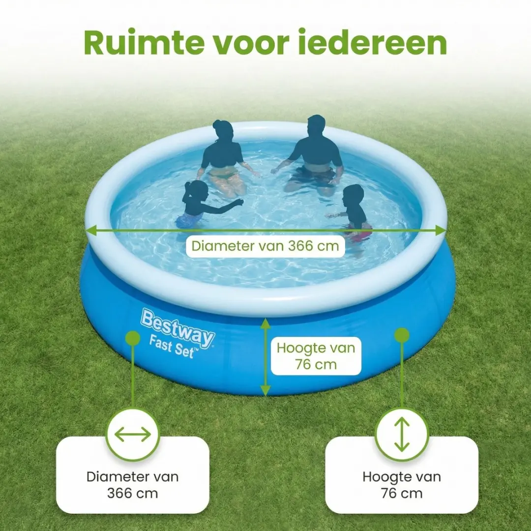 Bestway Fast Set Zwembad 366x76cm - Blauw - 5377L
