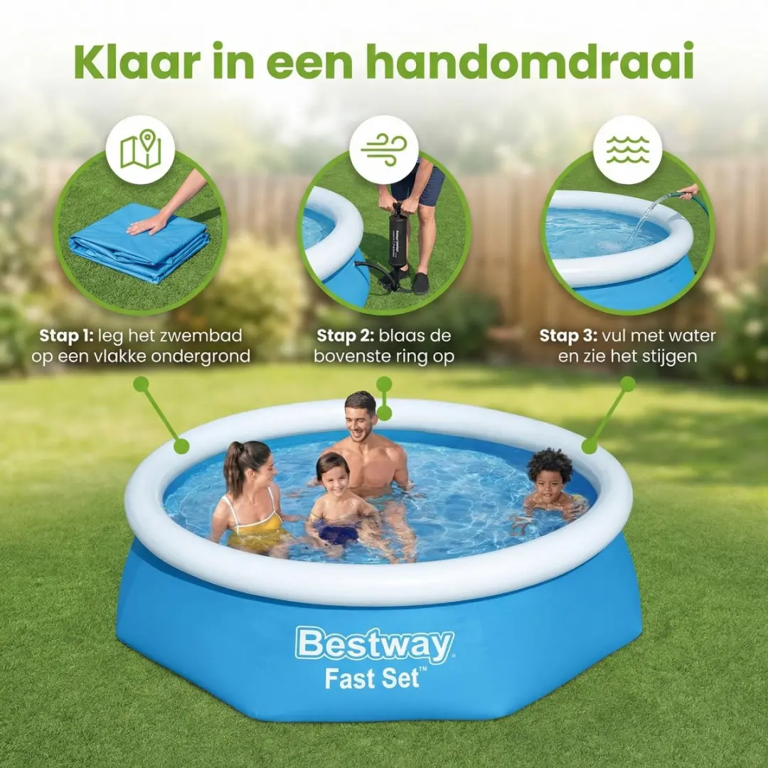 Bestway Fast Set Rond Zwembad 244cm - 1880L - Blauw