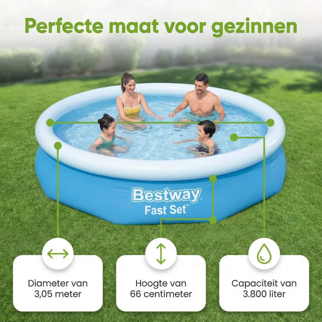 Bestway Fast Set Zwembad 305x66cm - Blauw - 3200L