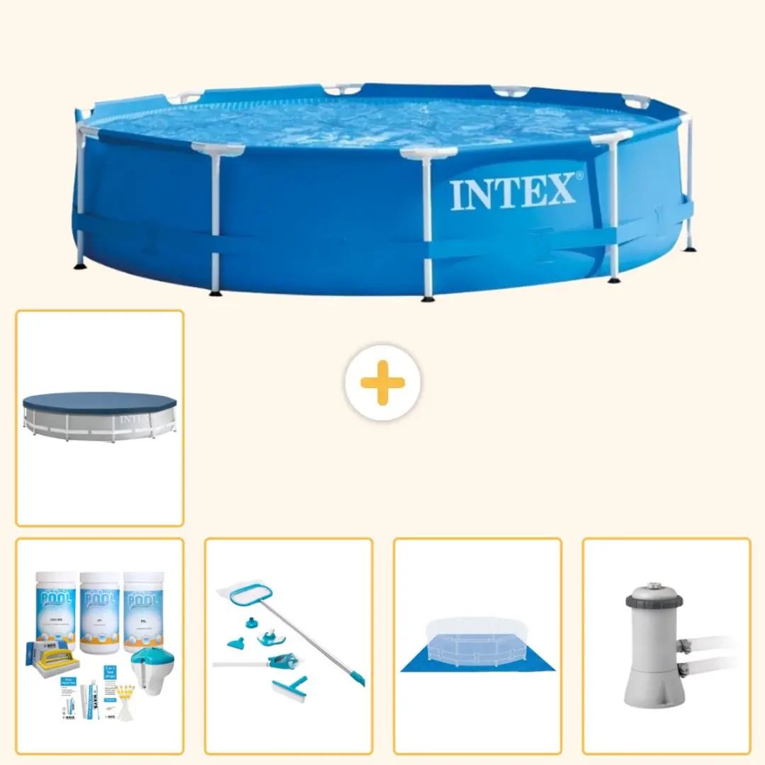 Intex 28210NP-Blauw Rond Frame Zwembad 366x76cm