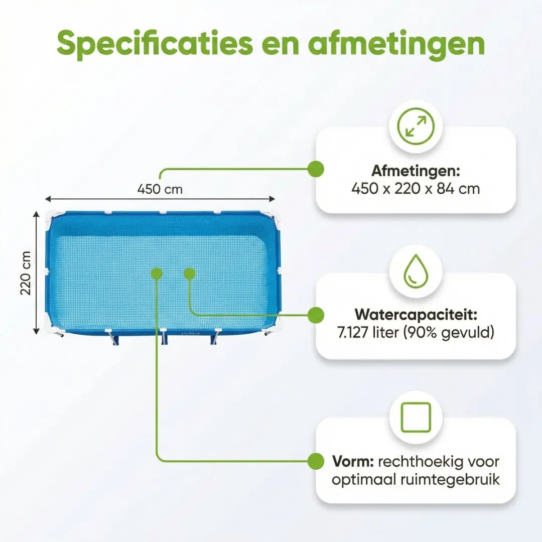 Intex Rechthoekig Frame Zwembad 450x220x84cm - Blauw - 28273NP