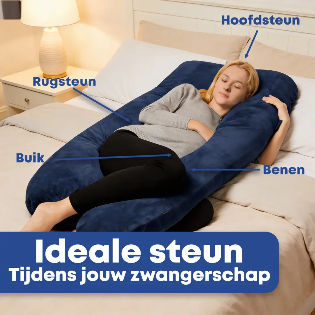 EarKings Zwangerschapskussen 140x80cm U-vorm - Blauw