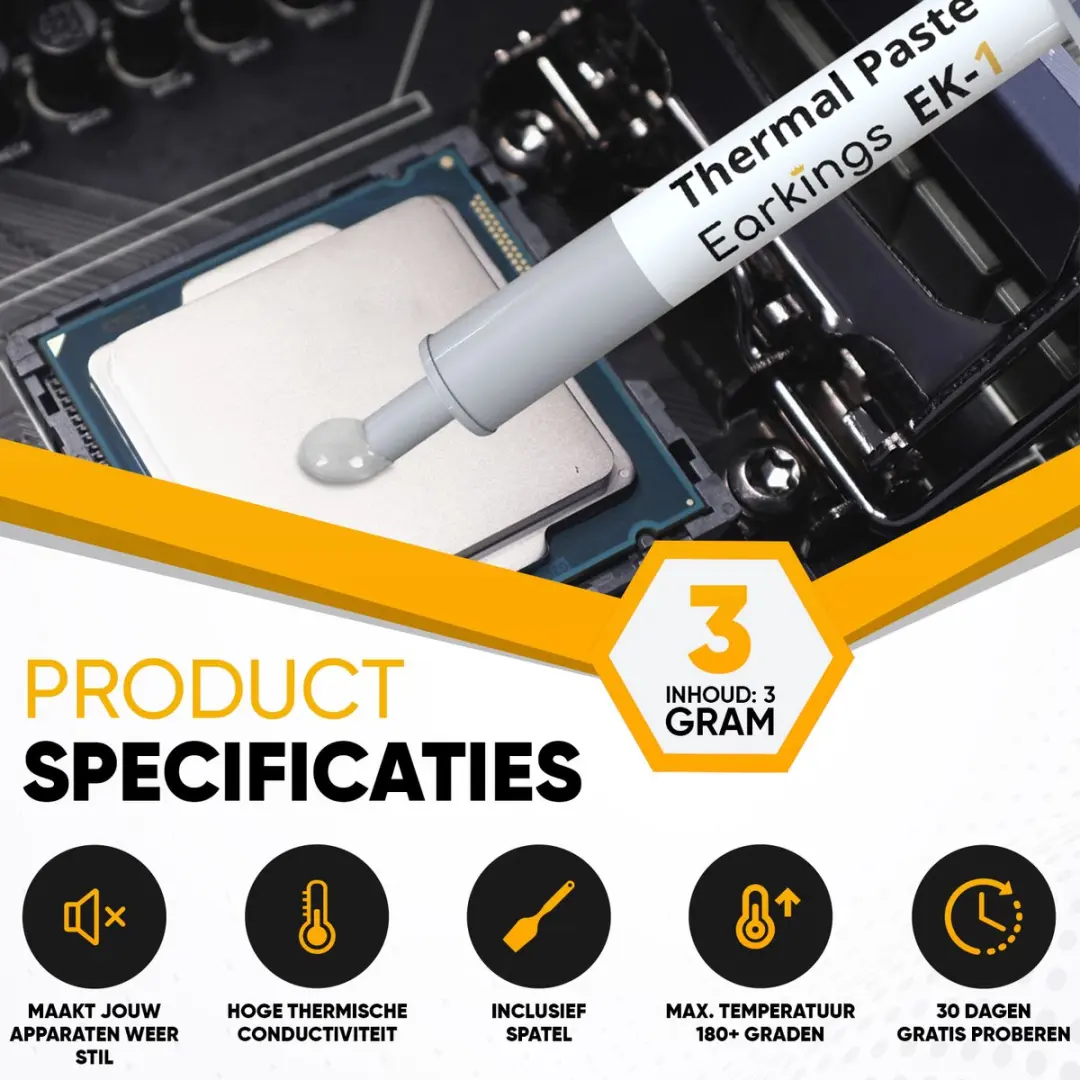EarKings EKKP2199 Koelpasta CPU - 3ml - Grijs/Zilver