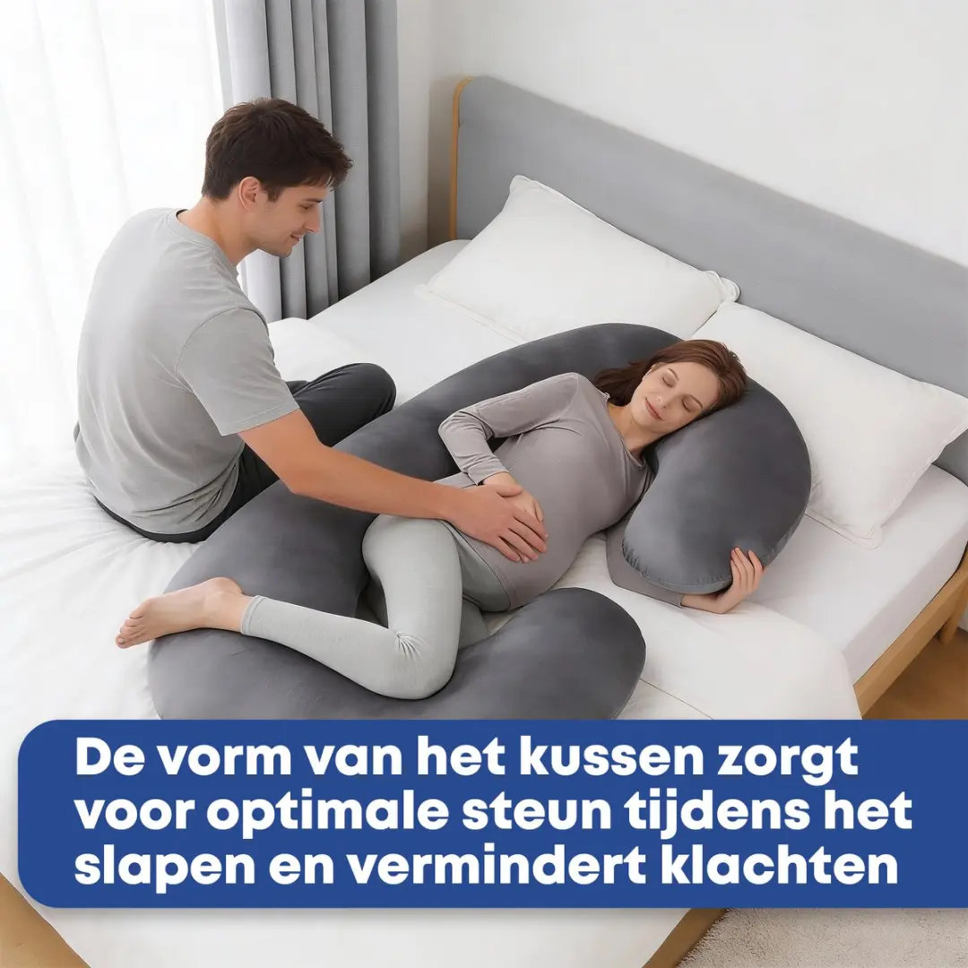 EarKings Zwangerschapskussen 140x70cm C-vorm - Donkergrijs