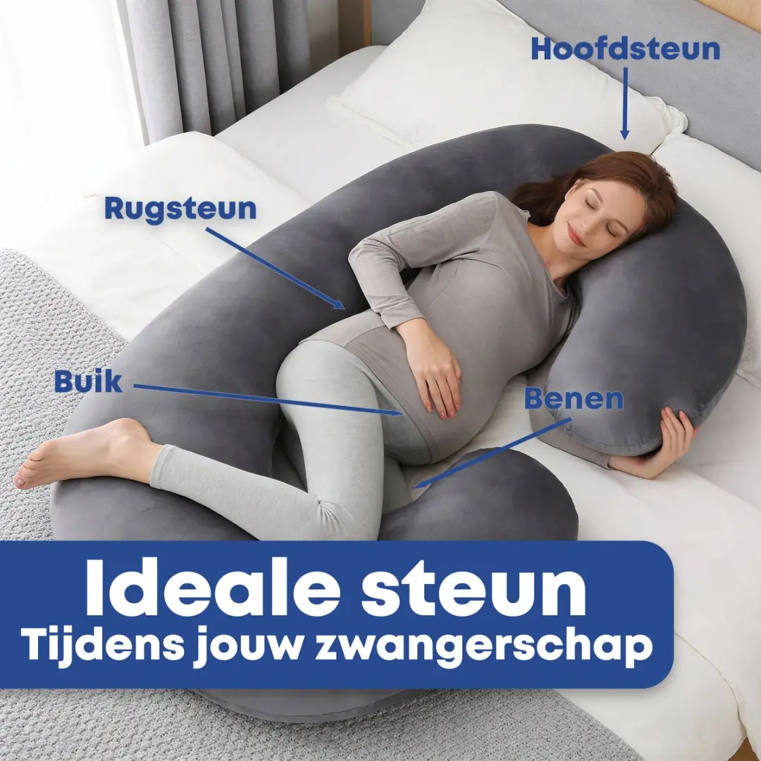 EarKings Zwangerschapskussen 140x70cm C-vorm - Donkergrijs - afbeelding 6 van 6