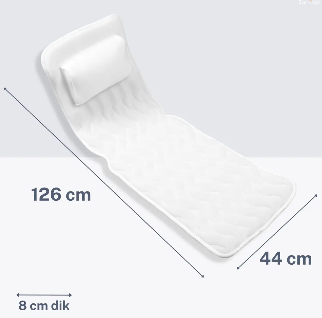 EarKings Badkussen Deluxe 126x44x8cm - Wit - afbeelding 6 van 6