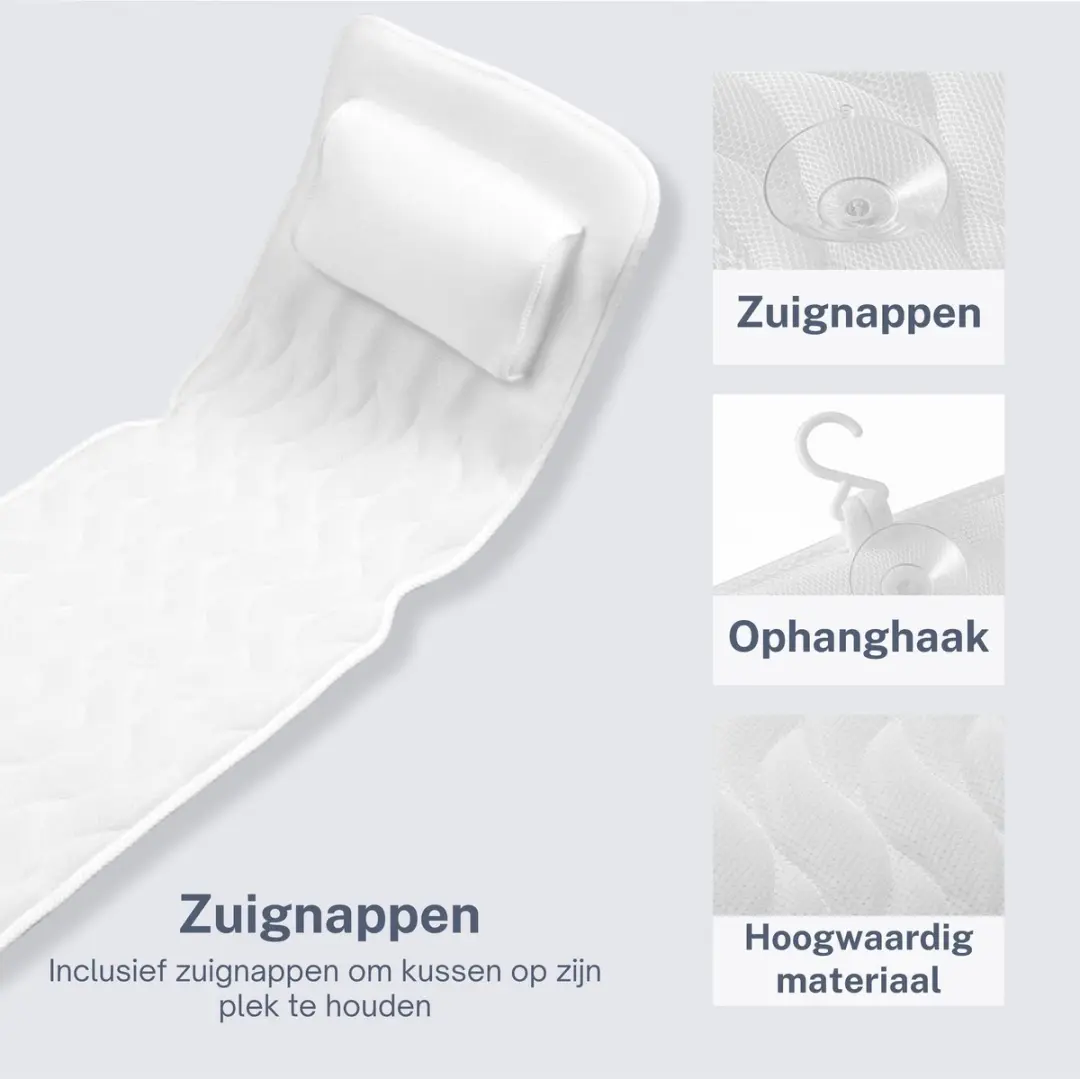 EarKings Badkussen Deluxe 126x44x8cm - Wit