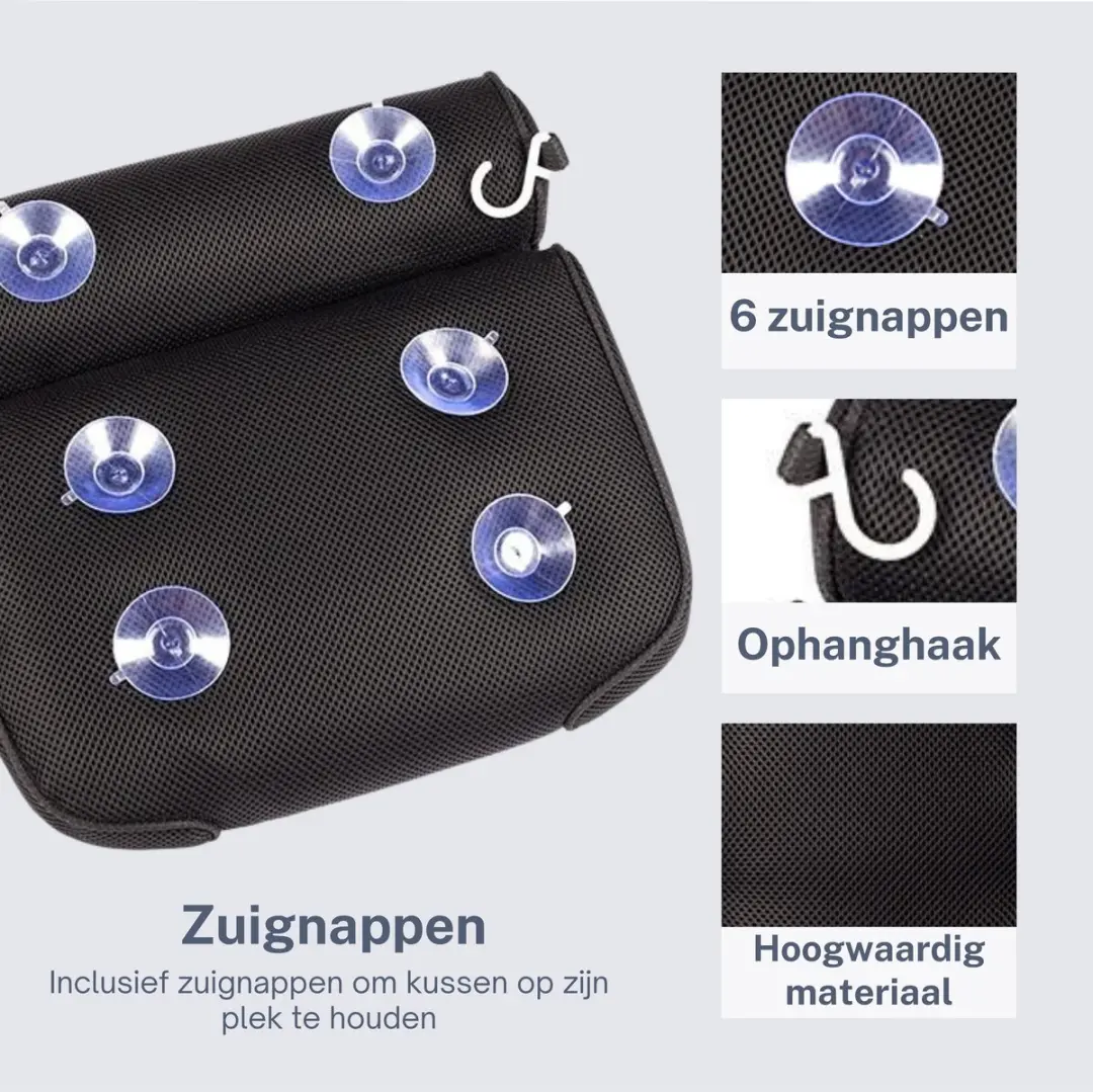 EarKings Badkussen met Zuignappen - Zwart