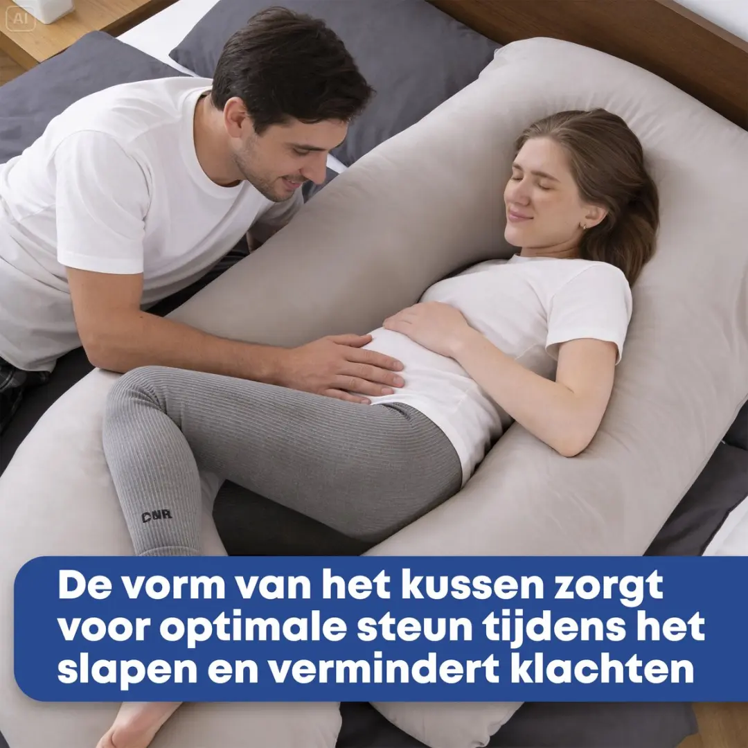 EarKings Zwangerschapskussen Zijslaapkussen 140x80cm - G-vorm - Lichtgrijs