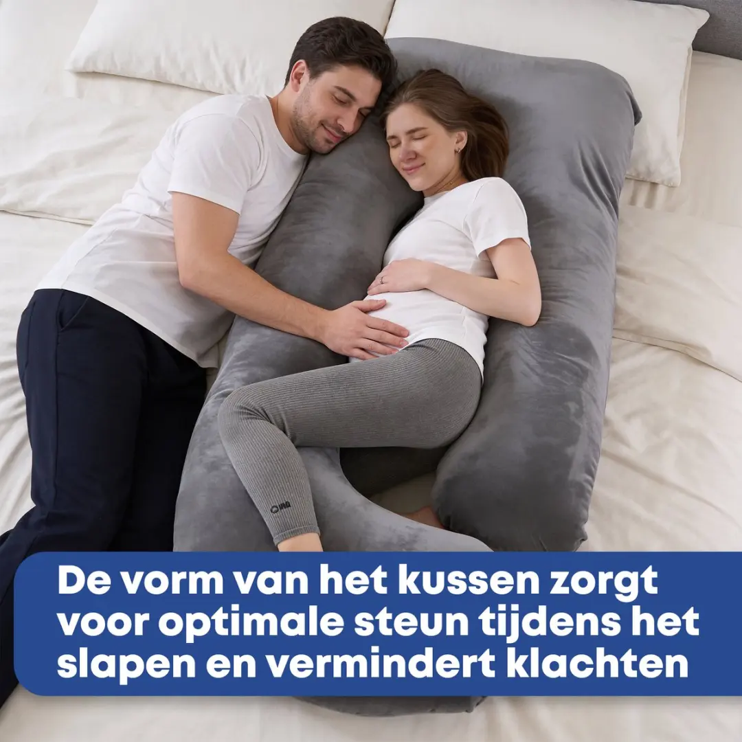EarKings Zwangerschapskussen Zijslaapkussen 140x80cm G-vorm - Donkergrijs