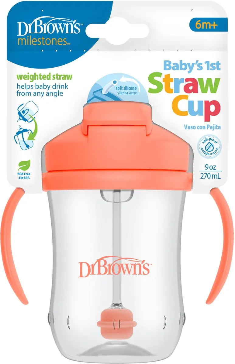 Dr. Brown's Baby Rietjesbeker 270ml - Koraal