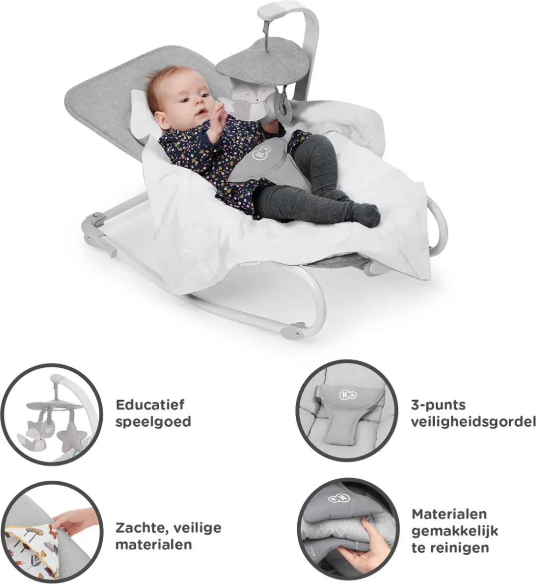 KinderKraft FELIO 2 Wipstoel 2-in-1 - Grijs