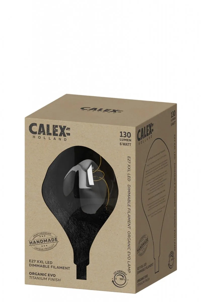 Calex Organic EVO XXL Titanium E27 LED Lamp 6W - Rookglas