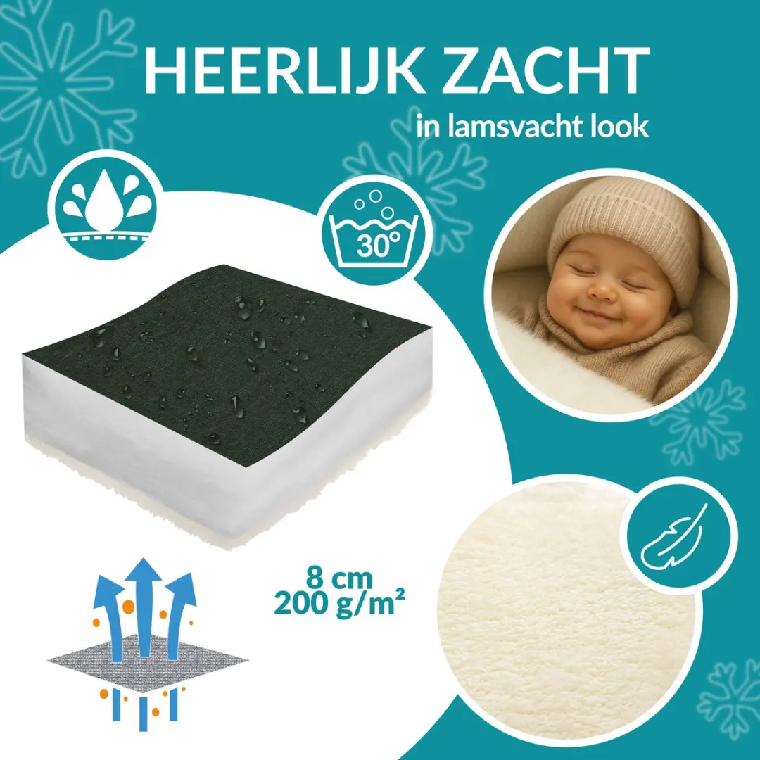 Monzana Baby Voetenzak 90x60cm - Grijs/Groen