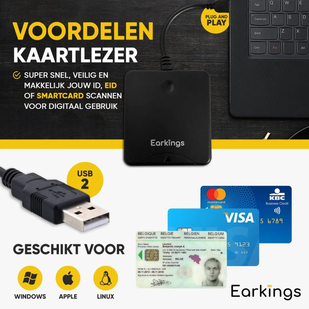 EarKings eID Kaartlezer 2022 - Wit