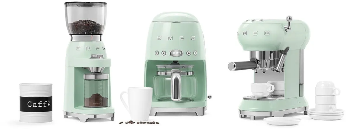 Smeg CGF01PGEU Elektrische Koffiemolen - Watergroen - 30 Maalstanden