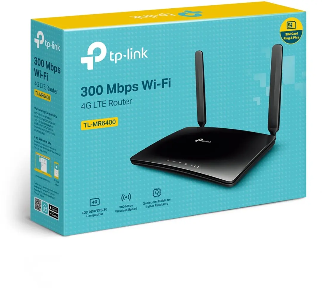 TP-Link TL-MR6400 4G Router - Fast Ethernet - 4 Poorten - Zwart