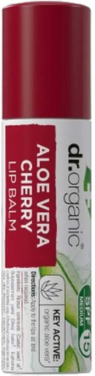 Dr. Organic Aloe Vera Kersen Lipbalsem 5.7ml - Rood