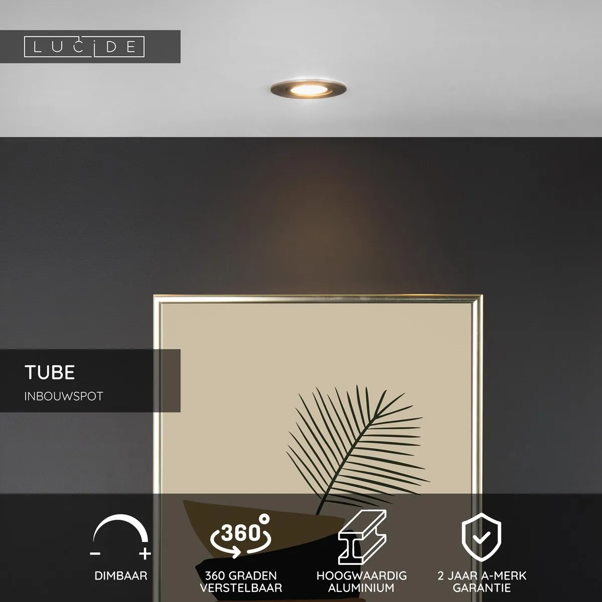 Lucide TUBE Inbouwspot Ø9,2cm GU10 - Mat chroom