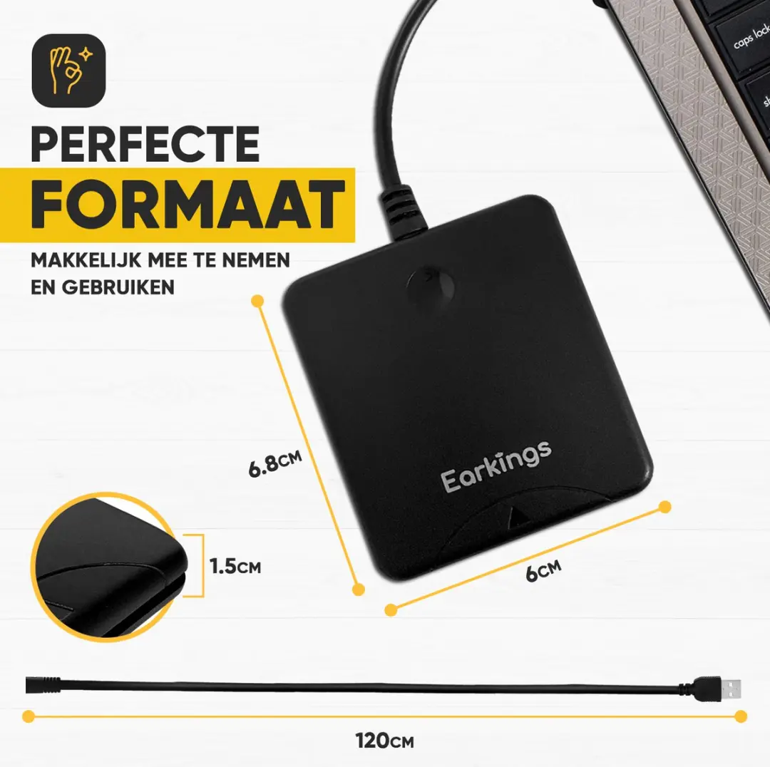 EarKings eID Kaartlezer - Zwart - afbeelding 6 van 6