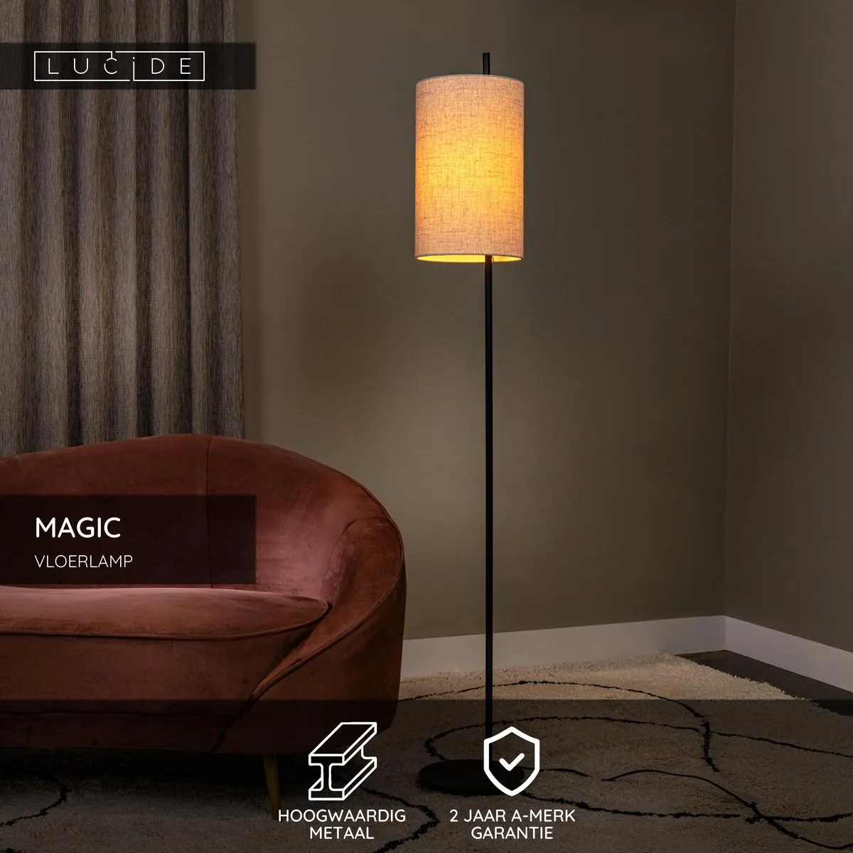 Lucide Magic Vloerlamp Ø24cm - Zwart