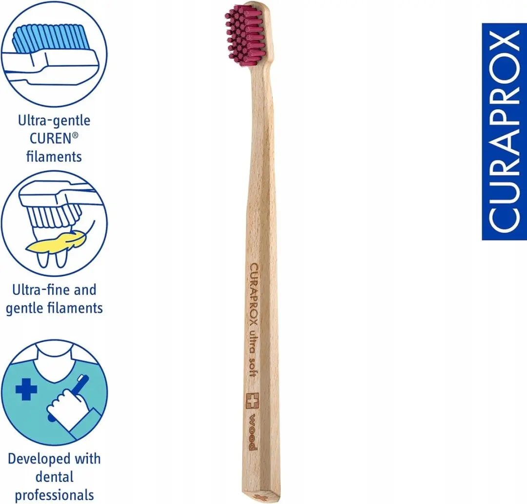 Curaprox CS Wood Tandenborstel - Extra Zacht - Bordeaux