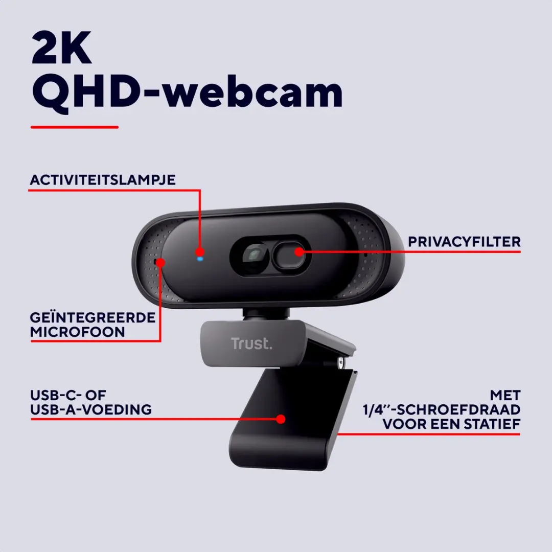 Trust Tomar 2K QHD Webcam 26141 - Zwart