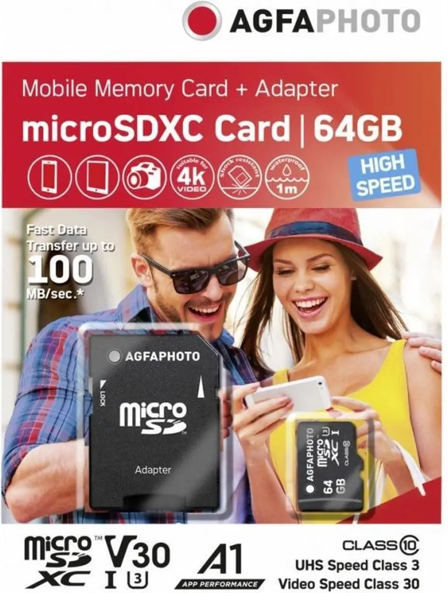 AgfaPhoto Mobile High Speed 64GB MicroSDXC - 12TB - Zwart