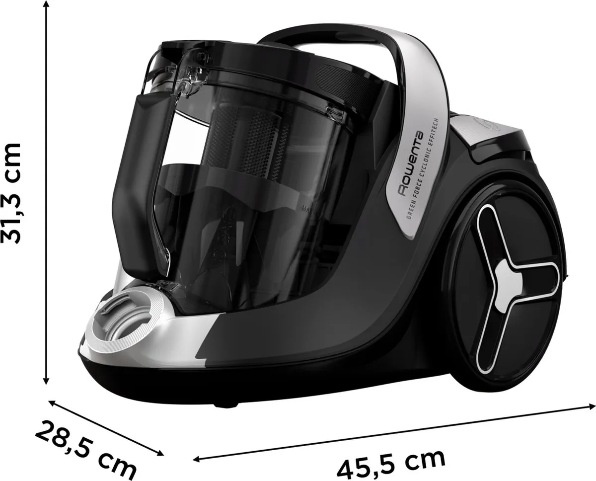 Rowenta Green Force RO7C66 Cyclonic Stofzuiger - 500W - 2,5L - Zwart/Lichtgrijs