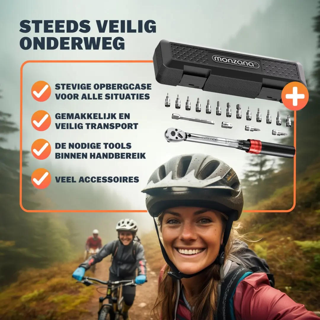 Monzana Momentsleutel 18-delig CV-staal - Zwart/Rood
