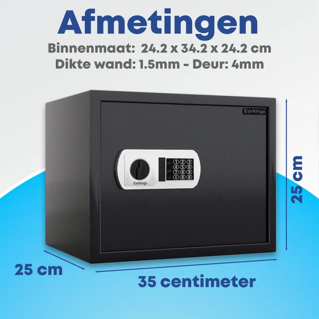EarKings Kluis EKKL1027 - 15.5L - Cijferslot - Zwart
