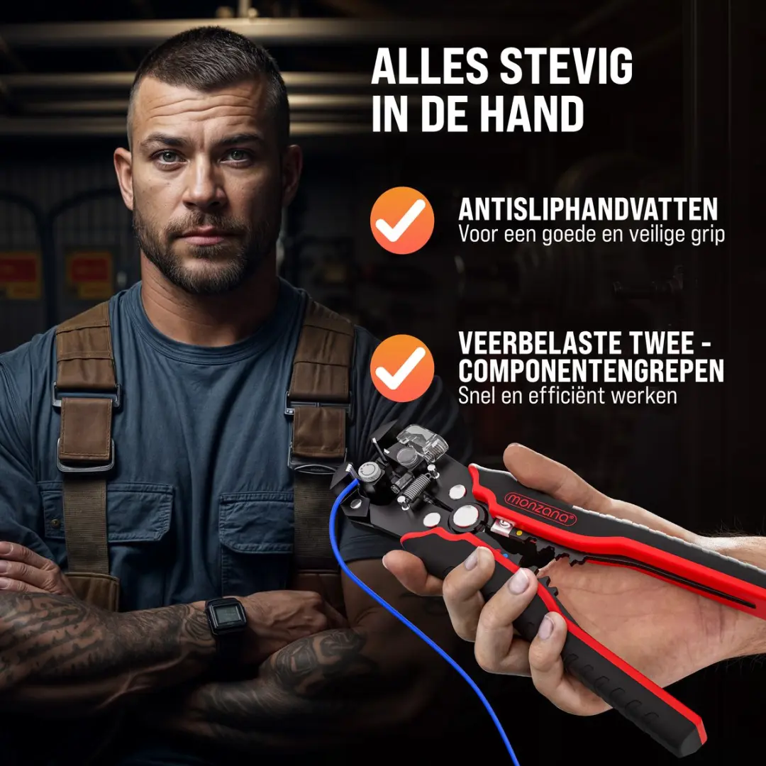 Monzana Striptang Automatisch Set 220 Onderdelen - 2 Handgrepen - Zwart/Rood