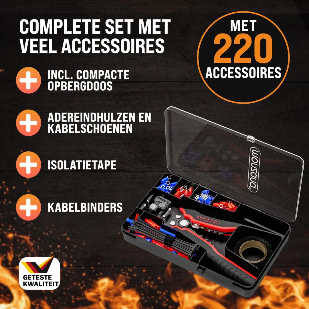 Monzana Striptang Automatisch Set 220 Onderdelen - 2 Handgrepen - Zwart/Rood