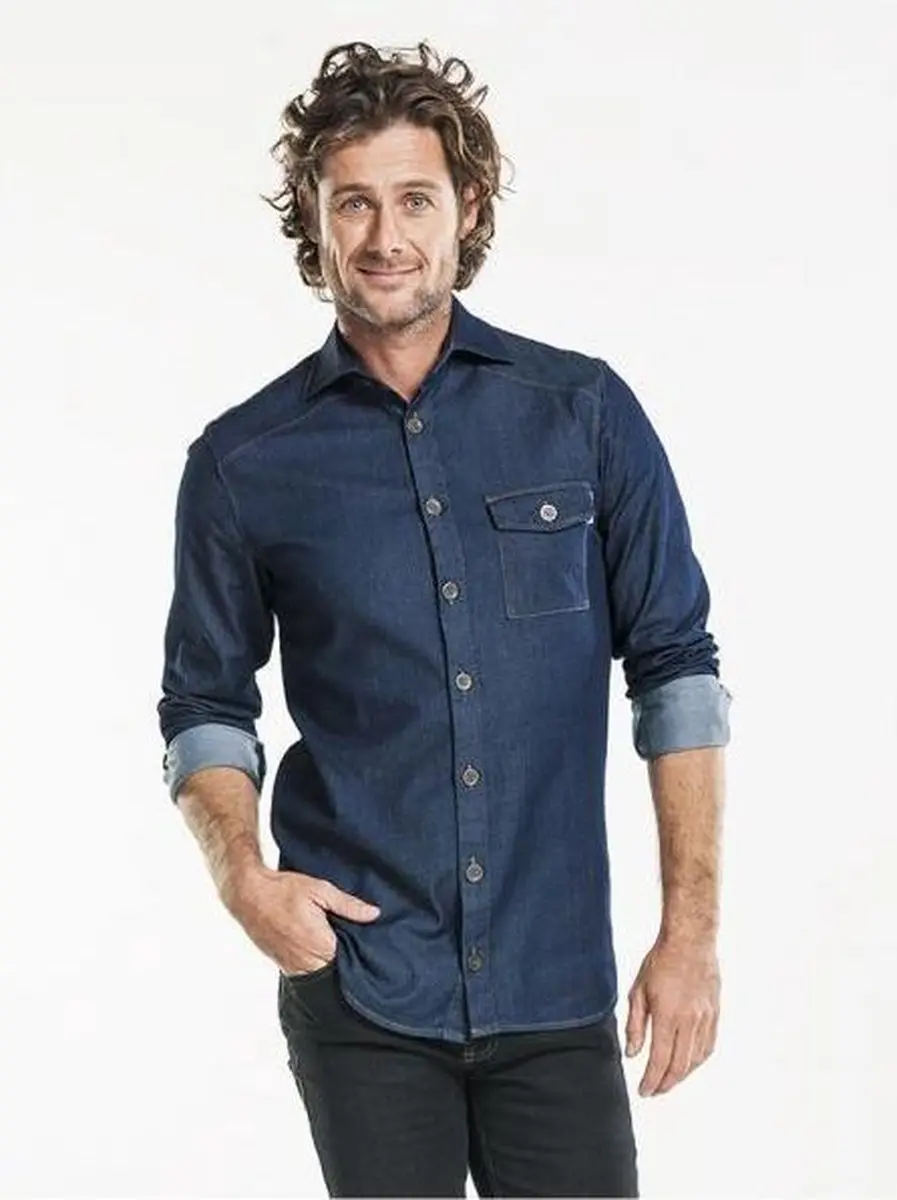 Chaud Devant B543-S Heren Blouse - Denim - Maat S