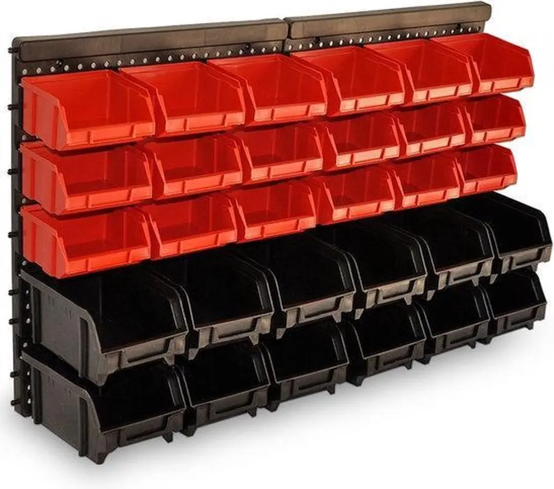 Monzana Wandrek Stapelboxen 32-delig - 30x64x38cm - Rood/Zwart