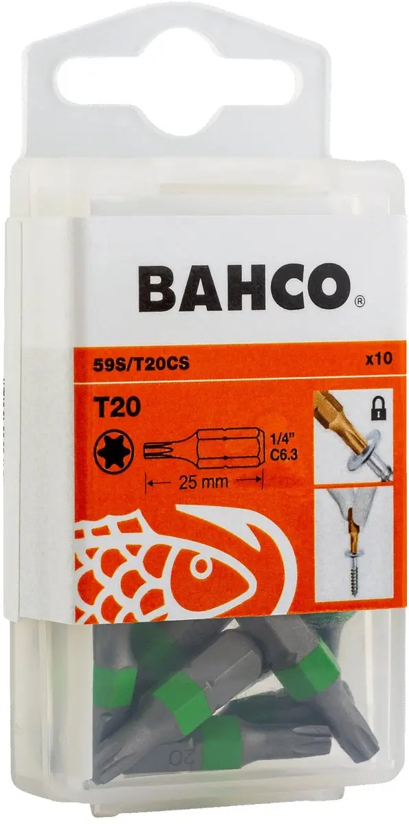 Bahco Torx T20 Schroefbit 25mm - 10 Stuks Groen
