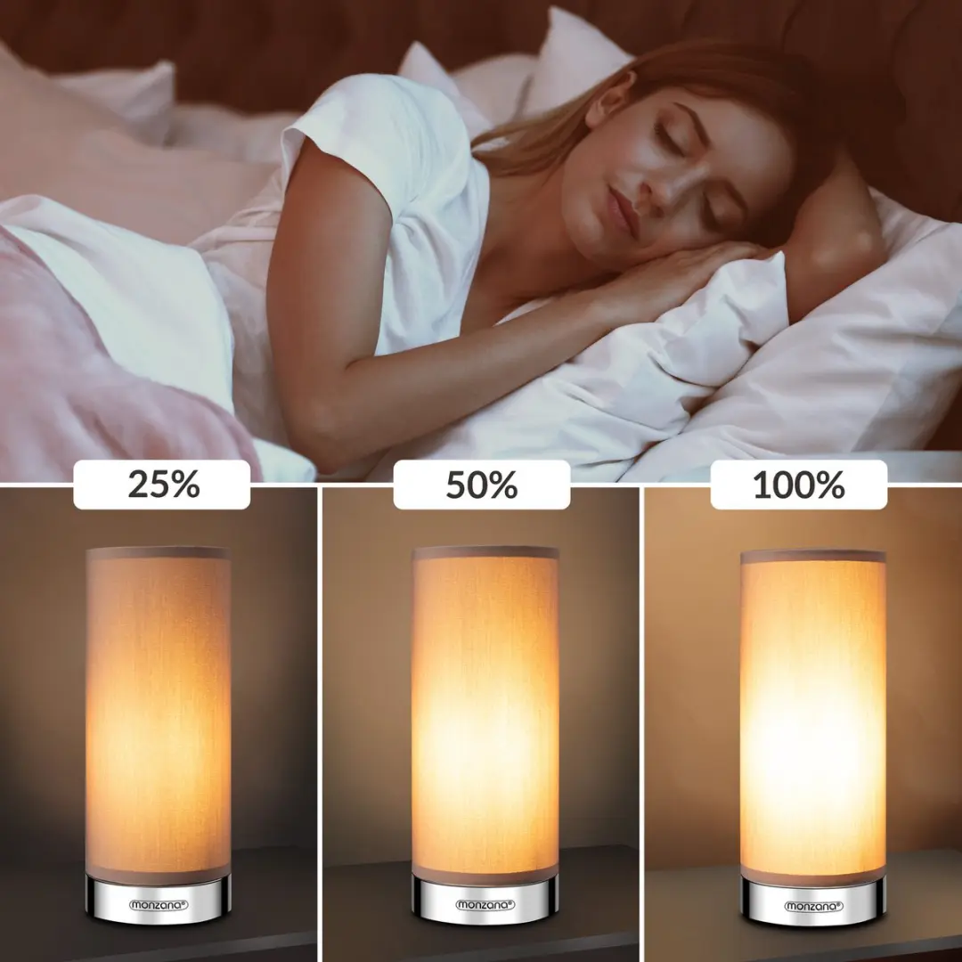 Monzana LED Tafellampen Set 2 Stuks - Dimbaar - Taupe Chroom